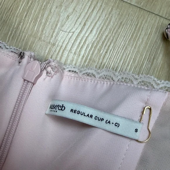 House of cb Mademoiselle Bustier Stretch Satin Midi Dress pink salt, SMALL - Picture 7 of 9